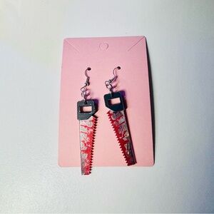 Halloween horror slasher bloody saw handmade earrings